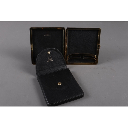 207 - A Dunhill black leather and gilt metal cigarette case and another similar