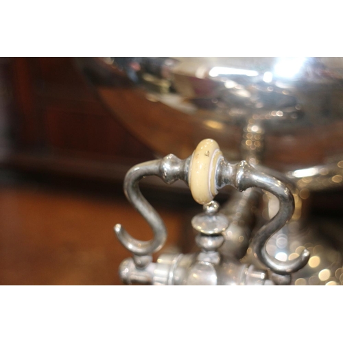 245 - A 19th century silver plated on copper samovar with ivory handles, (Ivory Exemption Submission Refer... 