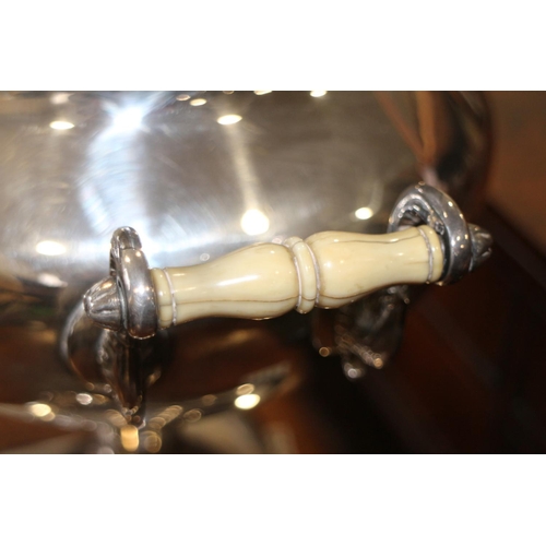 245 - A 19th century silver plated on copper samovar with ivory handles, (Ivory Exemption Submission Refer... 