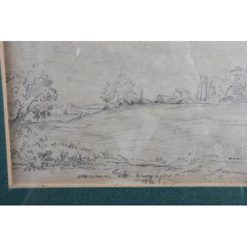 346 - British School: pencil sketch, landscape, 4