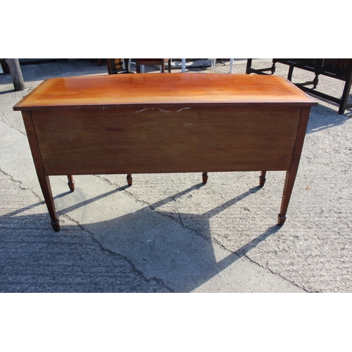 404 - A late 19th century mahogany and banded bowfront sideboard, fitted five drawers, on square taper sup... 