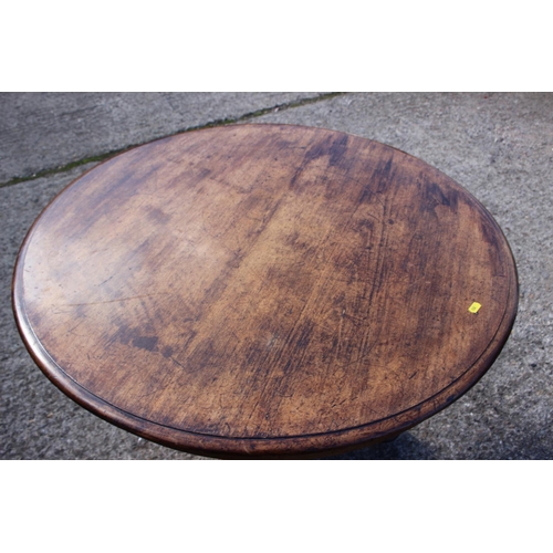 436 - A 19th century mahogany circular top occasional table, on faceted column and triform base, 35