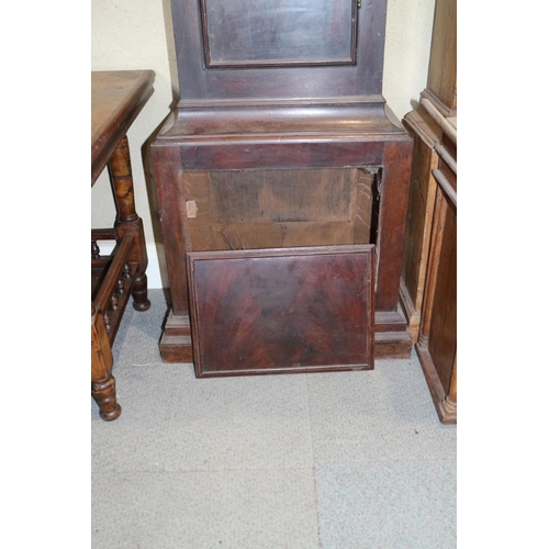 462 - A Georgian figured mahogany long case clock with arch top brass dial, silvered chapter ring, seconds... 