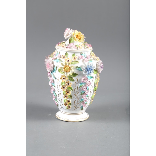 9 - A Coalbrookdale by Coalport floral encrusted jar and cover, 9