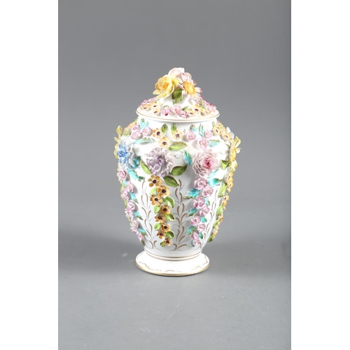 9 - A Coalbrookdale by Coalport floral encrusted jar and cover, 9