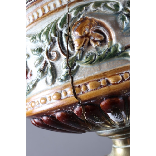 159 - A brass oil lamp base with fluted column, on square stepped base, 24 