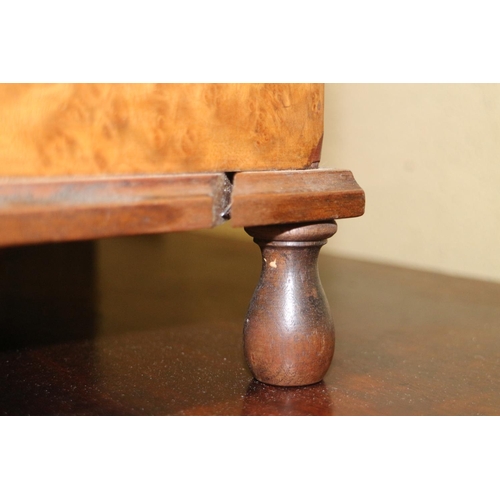 523 - A burr walnut and ebony strung miniature chest of two drawers, 13