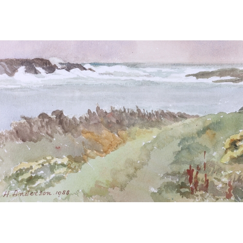 324 - H Anderson, 1998: watercolour coastal scene, in gilt frame, C Williams, '93: a watercolour, 