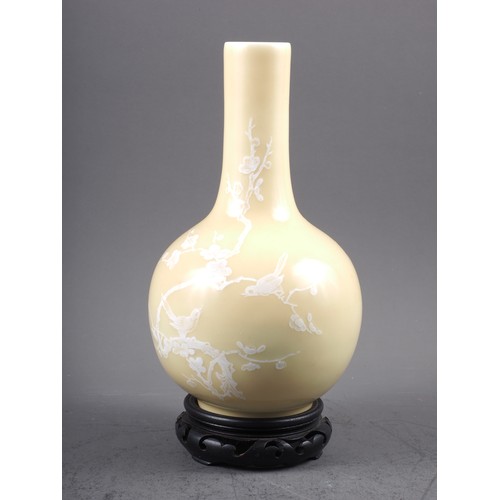 114 - A Chinese baluster vase with pate-sur-pate bird and tree decoration, 9