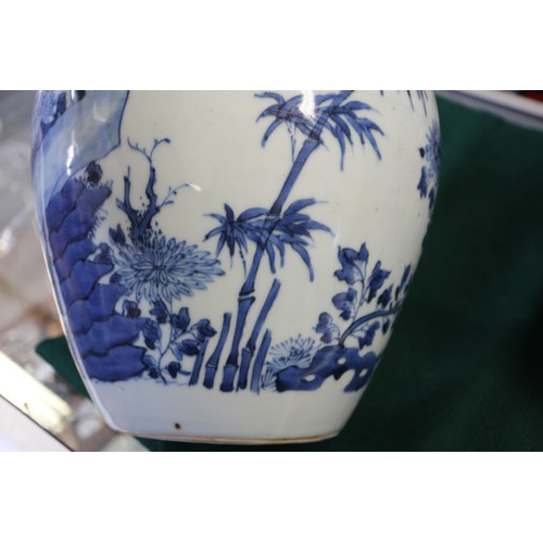 120 - A Chinese blue and white fish bowl with dragon and flower decoration, 10