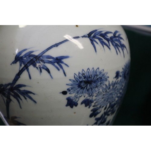 120 - A Chinese blue and white fish bowl with dragon and flower decoration, 10