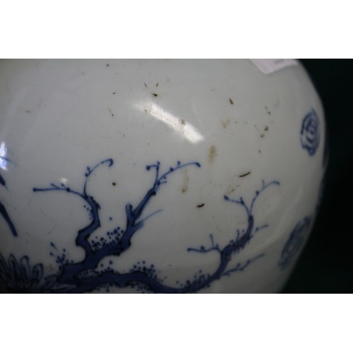 120 - A Chinese blue and white fish bowl with dragon and flower decoration, 10