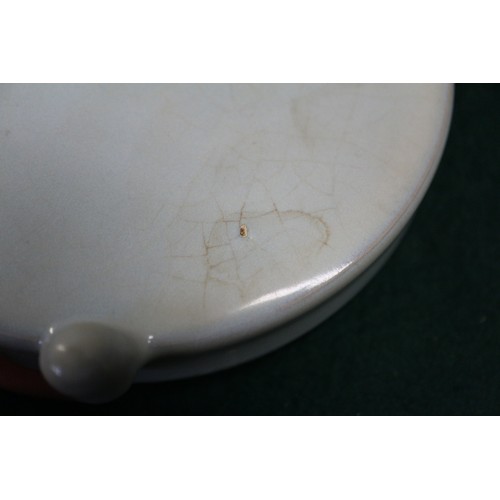 122 - A Chinese pale blue glazed dish with six-character mark to base, 4 1/2