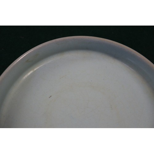 122 - A Chinese pale blue glazed dish with six-character mark to base, 4 1/2