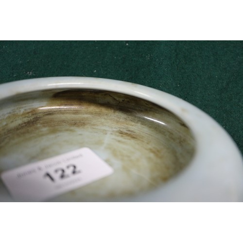 122 - A Chinese pale blue glazed dish with six-character mark to base, 4 1/2