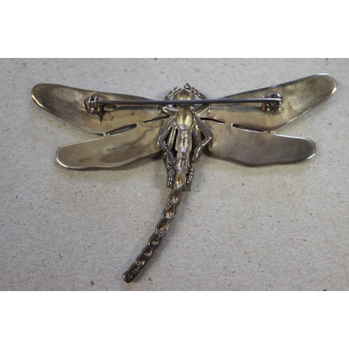 278 - A Michelson Norway silver and green enamel butterfly brooch, a silver and enamel dragonfly brooch, t... 