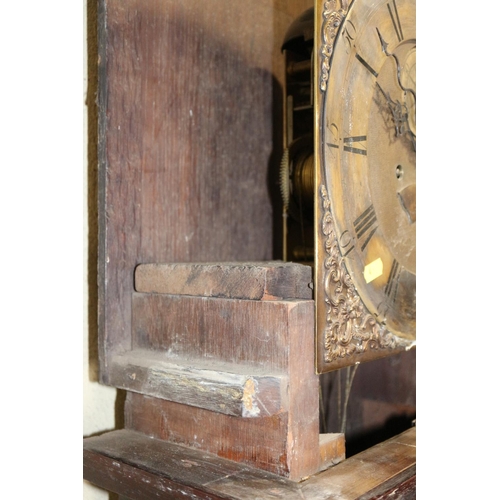 462 - A Georgian figured mahogany long case clock with arch top brass dial, silvered chapter ring, seconds... 