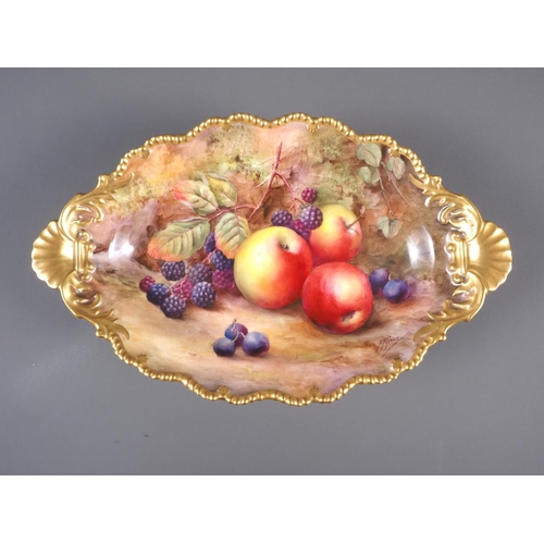 37 - A Royal Worcester dessert stand with fruit decoration, by H H Price, 12 1/4