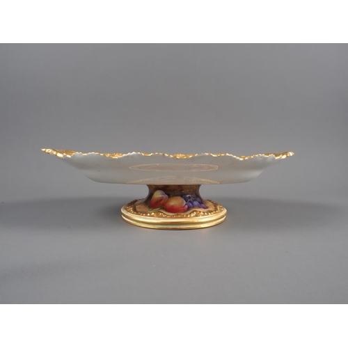 37 - A Royal Worcester dessert stand with fruit decoration, by H H Price, 12 1/4