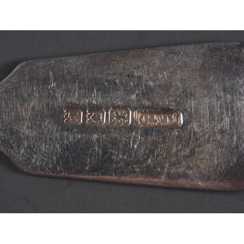 401 - A set of six silver dessert spoons  and forks desert  with engraved decoration, and monogram, 16.4oz... 