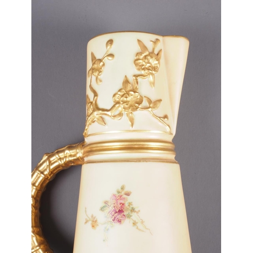 41 - A Royal Worcester blush ivory jug with floral and gilt sprays, 10