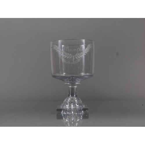 69 - A 19th century engraved Penrith and monogrammed JJ, on lemon squeezer base, 5.3