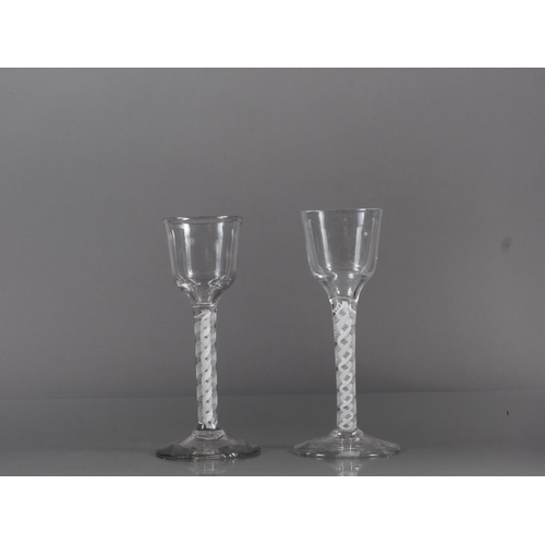 79 - A Georgian cordial glass with double cotton twist stem, 5 1/2