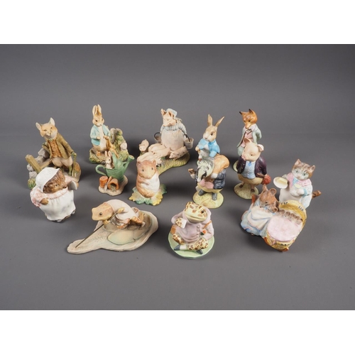 11 - Nine Beswick Beatrix Potter figures with gold ball stamps and five other figures