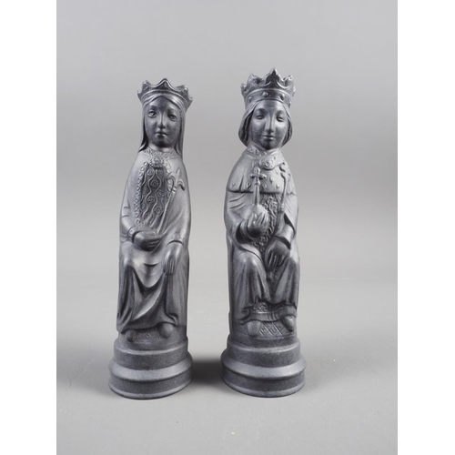 9 - A pair of Wedgwood black Jasper King and Queen chessmen, designed by Arnold Machin RA ARCA, 4