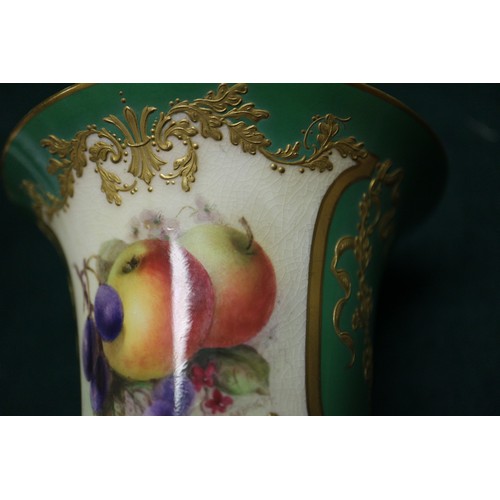 33 - A pair of Royal Worcester pot-pourri vase and covers with panels of flowers, signed J R Sebright, on... 