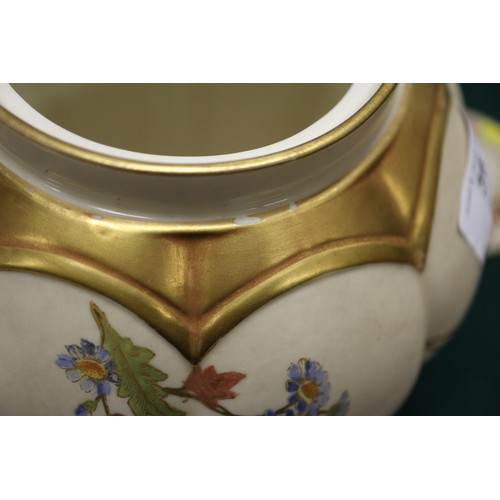 36 - A Royal Worcester blush ivory pot-pourri vase and cover with floral and gilt sprays, 8