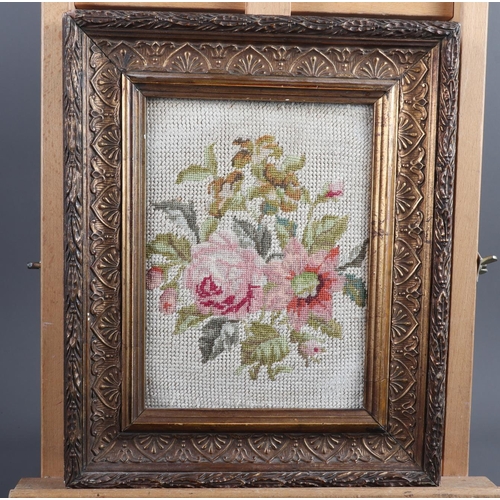 206 - A 19th century chainstitch panel of Flora on a linen ground, 30