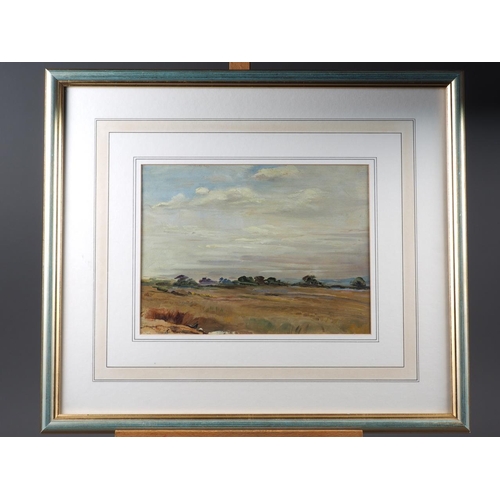 420 - English mid 20th century: oil on paper, landscape, 8 1/4