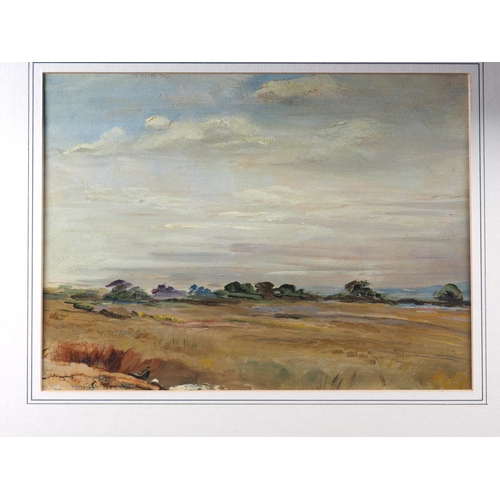 420 - English mid 20th century: oil on paper, landscape, 8 1/4