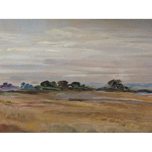 420 - English mid 20th century: oil on paper, landscape, 8 1/4