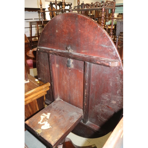 471 - A late 19th century mahogany oval tilt top breakfast table, on turned column and quadruple splay sup... 