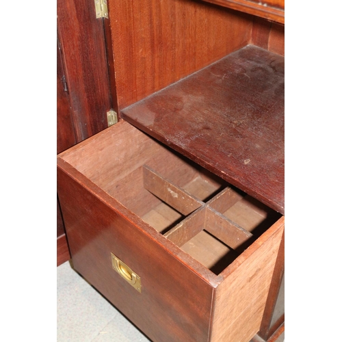 477 - A 19th century mahogany inverse breakfront double pedestal sideboard, fitted three drawers over cupb... 