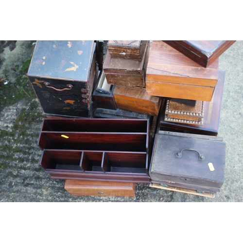 172 - A Japanese lacquered table cabinet, two Tunbridge banded boxes, and other boxes and stationery stand... 