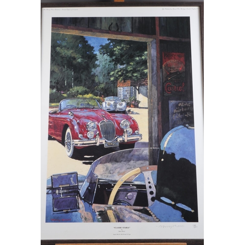 345 - Two motor racing sporting posters, in ebonised frames, 