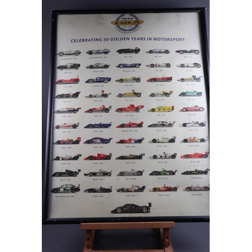 345 - Two motor racing sporting posters, in ebonised frames, 