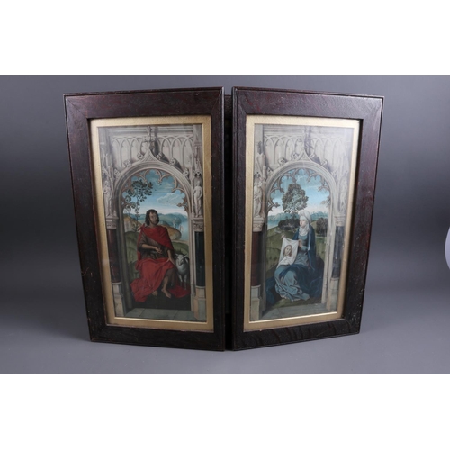 358 - After Hans Memling: a colour print, triptych, in oak frame