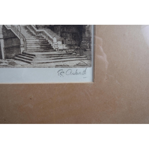 362 - E C Ashwali: a signed etching, 