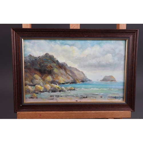 424 - An oil on board, South Coast scene, 6 3/4