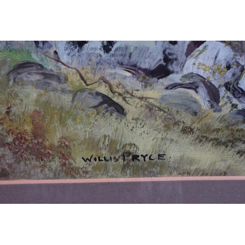 426 - Willis Pryce: oil on paper, moorland scene, 9 1/4