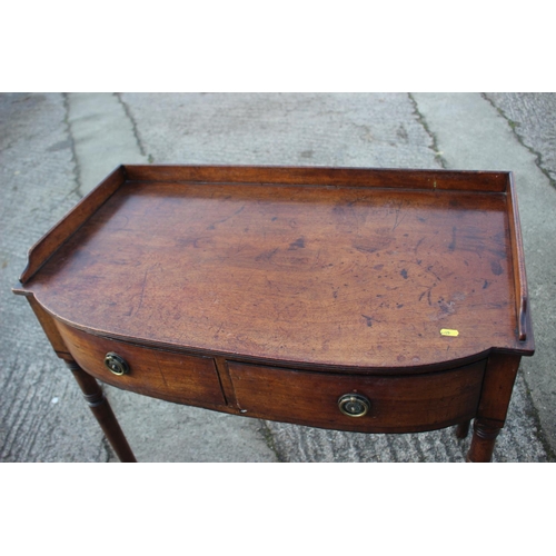 441 - A 19th century  break bowfront  tray top washstand, fitted one drawer with ring handles, on turned s... 