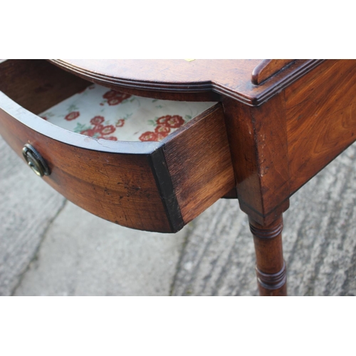 441 - A 19th century  break bowfront  tray top washstand, fitted one drawer with ring handles, on turned s... 