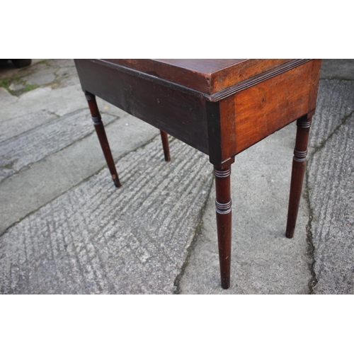 441 - A 19th century  break bowfront  tray top washstand, fitted one drawer with ring handles, on turned s... 