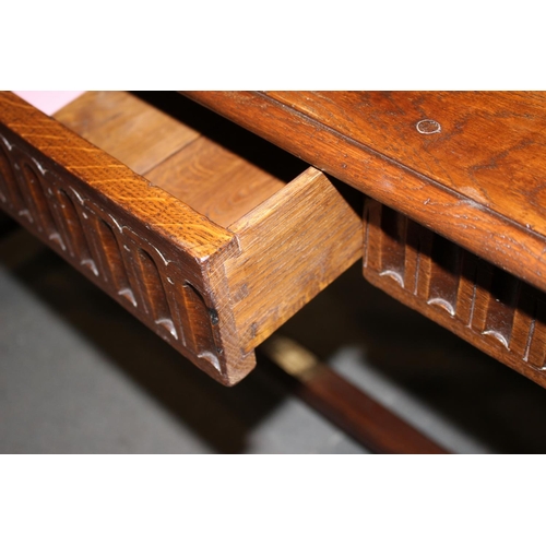 527 - An 18th century style side table, fitted single drawer, on turned and tapered supports united by an ... 