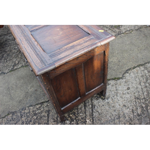 539 - A panelled oak coffer of 17th century design with arcaded and panelled front, 41