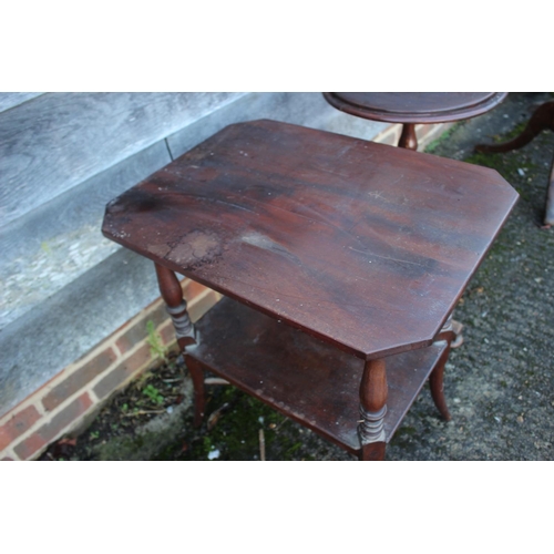 548 - A Cuban mahogany two-tier occasional table, on turned splay supports, 22 1/2